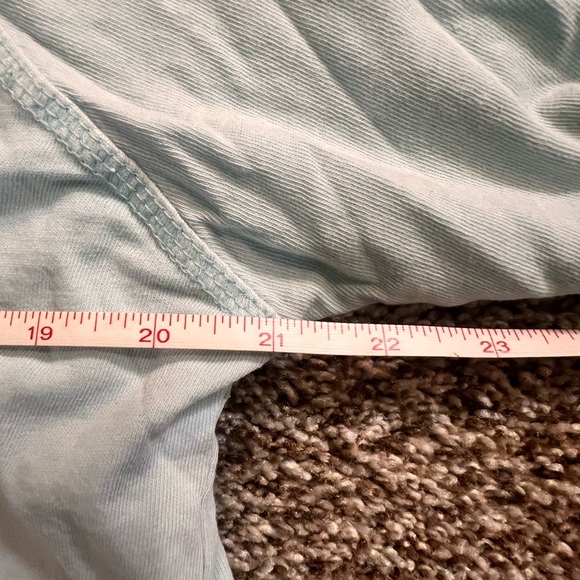 Light Blue OVERsized Crop top T-shirt Thick 100% Cotton U.S. Vtg Quality Goods - Picture 4 of 11